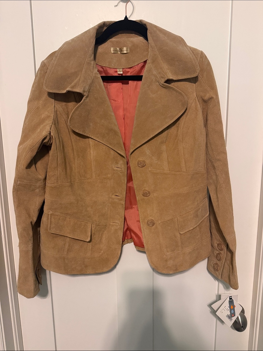 Wilsons Leather Tan Suede Button-Front Jacket